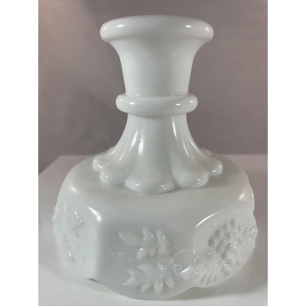 Vintage Westmoreland Milk Glass Candlestick‎ MCM Paneled Grapes Vines - Single